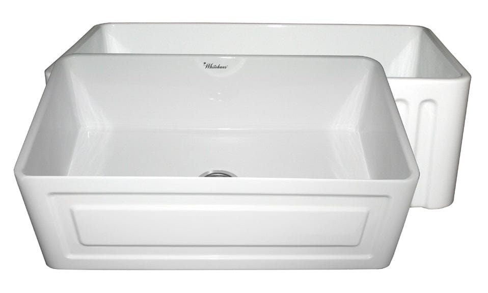 WHITEHAUS 30" Farmhaus Fireclay Reversible Sink WHFLRPL3018-WHITE