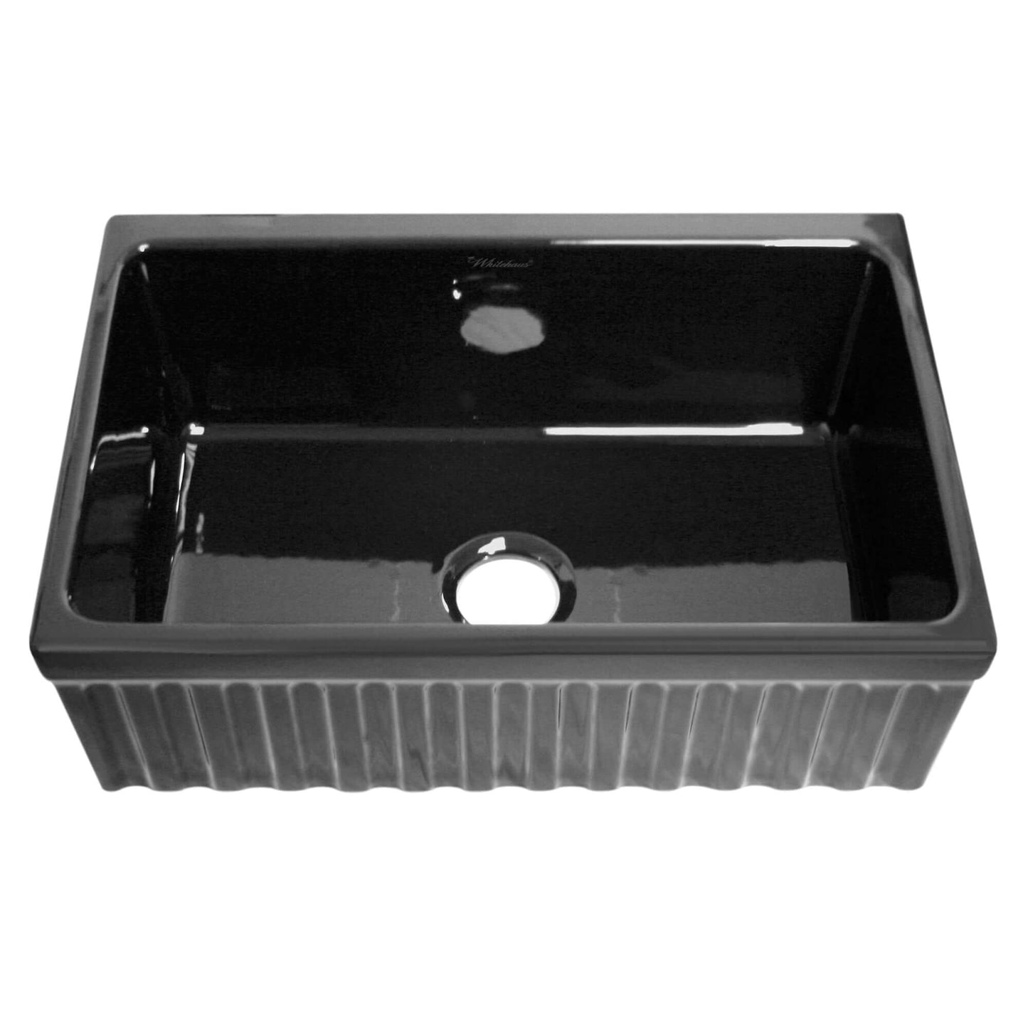 WHITEHAUS 30" Farmhaus Fireclay Quatro Alcove Reversible Sink WHQ330 in sleek black finish design