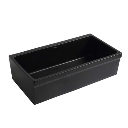 WHITEHAUS 36" Farmhaus Fireclay Quatro Alcove Large Reversible Sink in black color