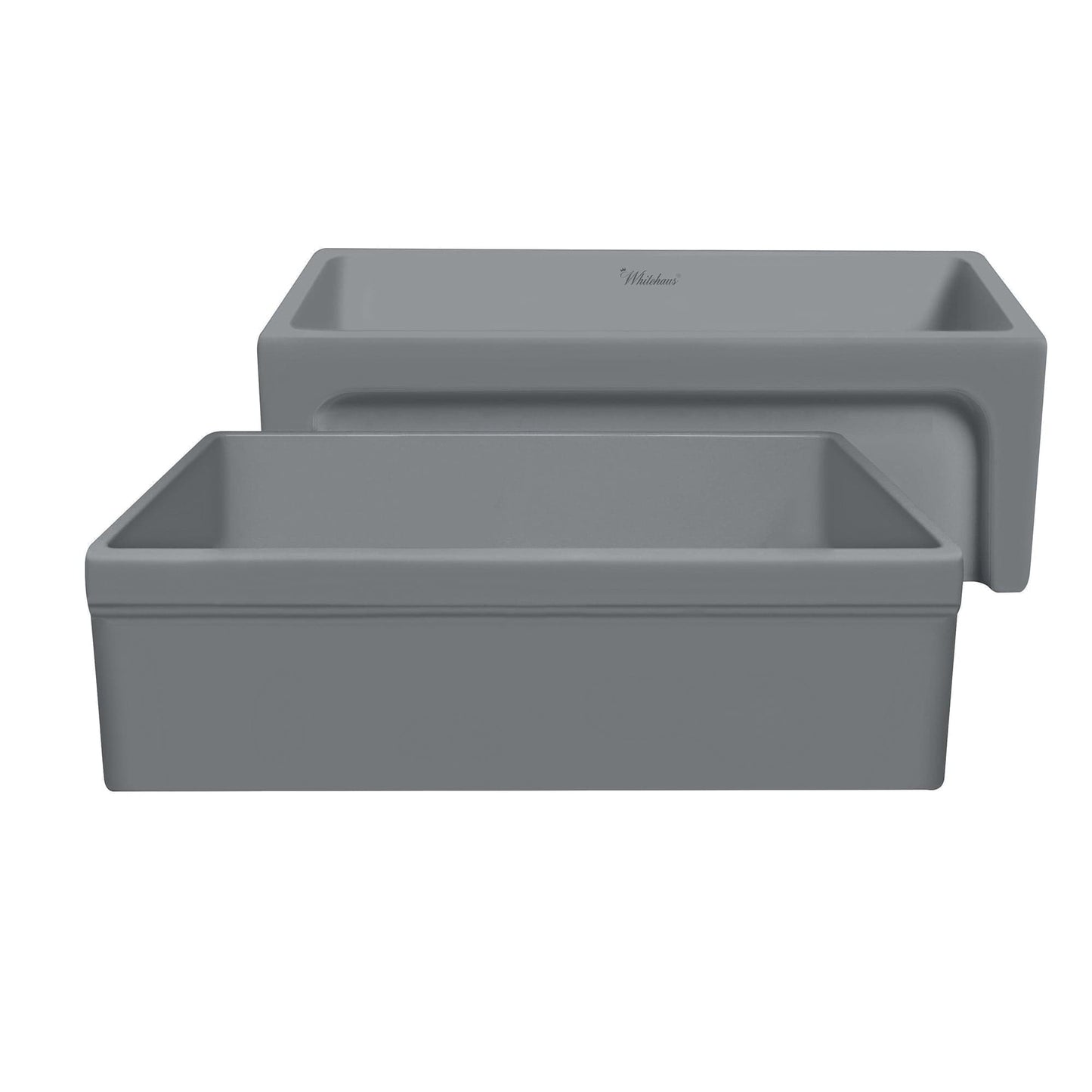 WHITEHAUS 30" Glencove Reversible Matte White Fireclay Kitchen Sink - WHQ5530 in gray finish, showcasing stylish design.