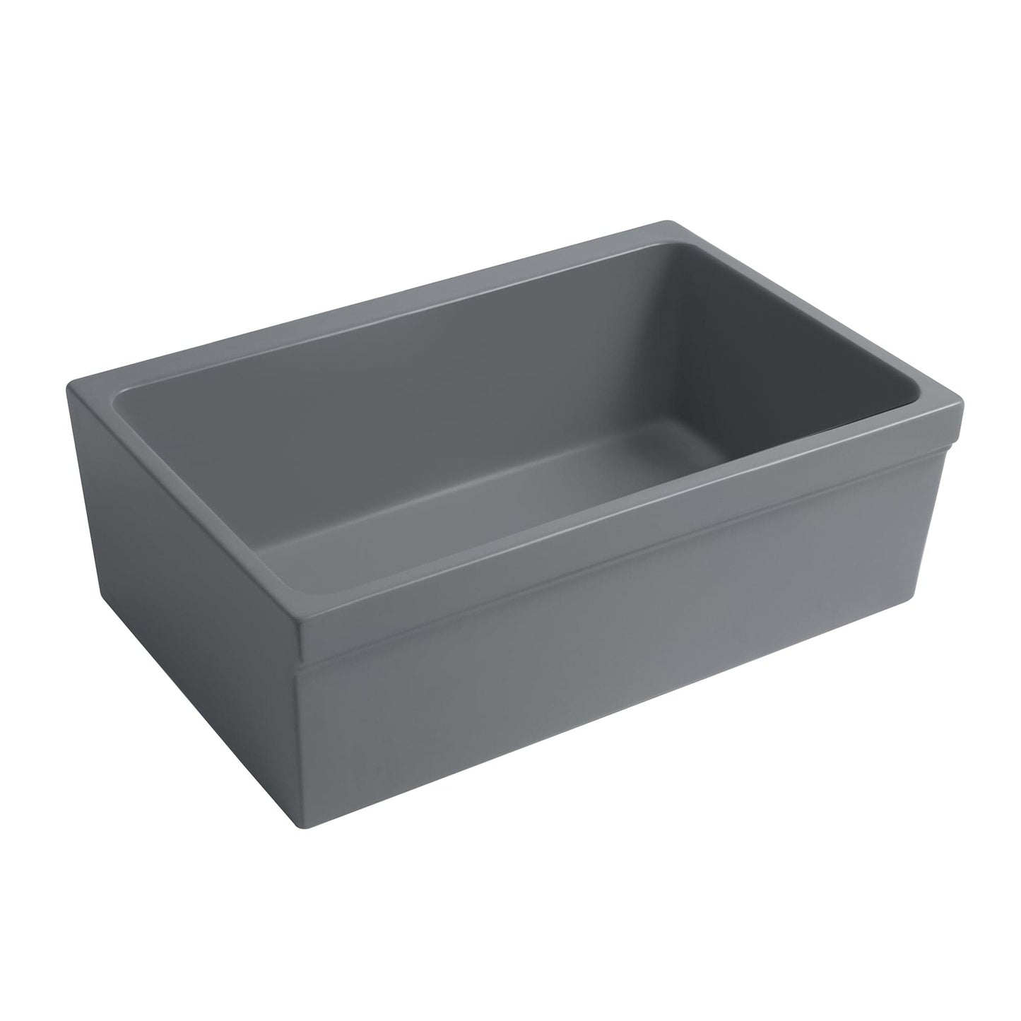 WHITEHAUS 30" Glencove Reversible Matte White Fireclay Kitchen Sink - WHQ5530 in contemporary gray finish.