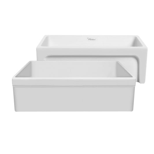 WHITEHAUS 30" Glencove Reversible Matte White Fireclay Kitchen Sink - WHQ5530 showcasing elegant design.