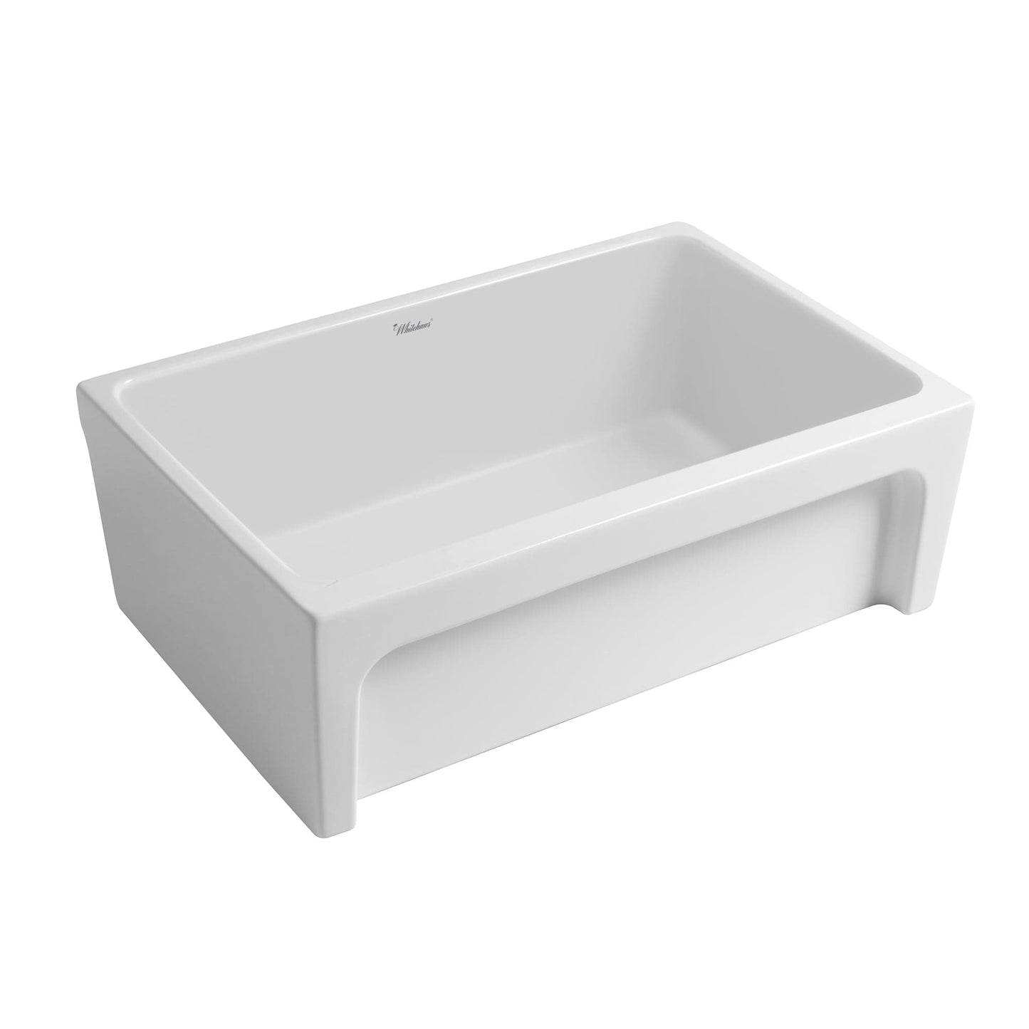 WHITEHAUS 30" Glencove Reversible Matte White Fireclay Kitchen Sink - WHQ5530 viewed from the front showcasing its sleek design.