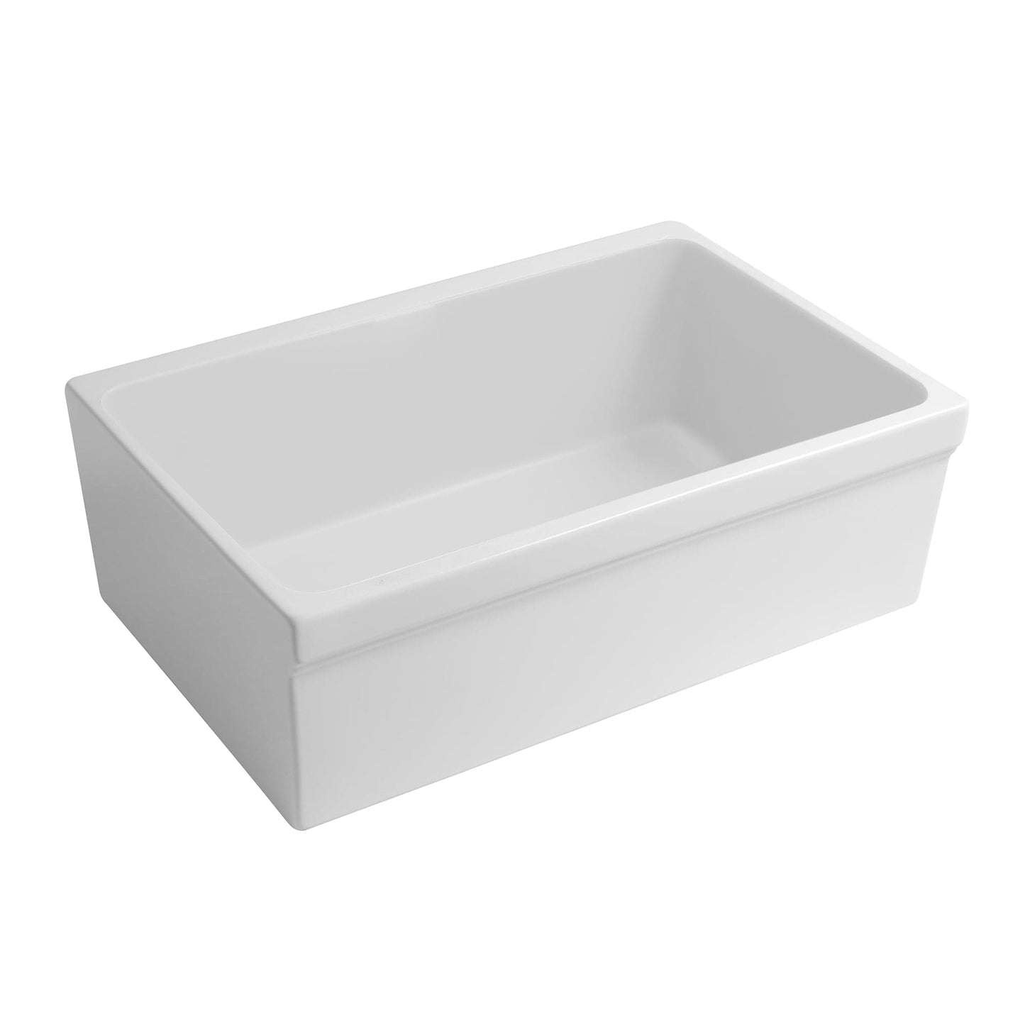 WHITEHAUS 30" Glencove Reversible Matte White Fireclay Kitchen Sink - WHQ5530 displayed in white color.