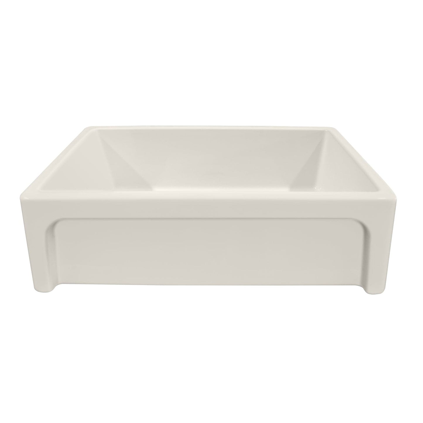 WHITEHAUS 33" Shakerhaus Reversible Kitchen Fireclay Sink WHQ5550 showcased from the front, highlighting its elegant design.