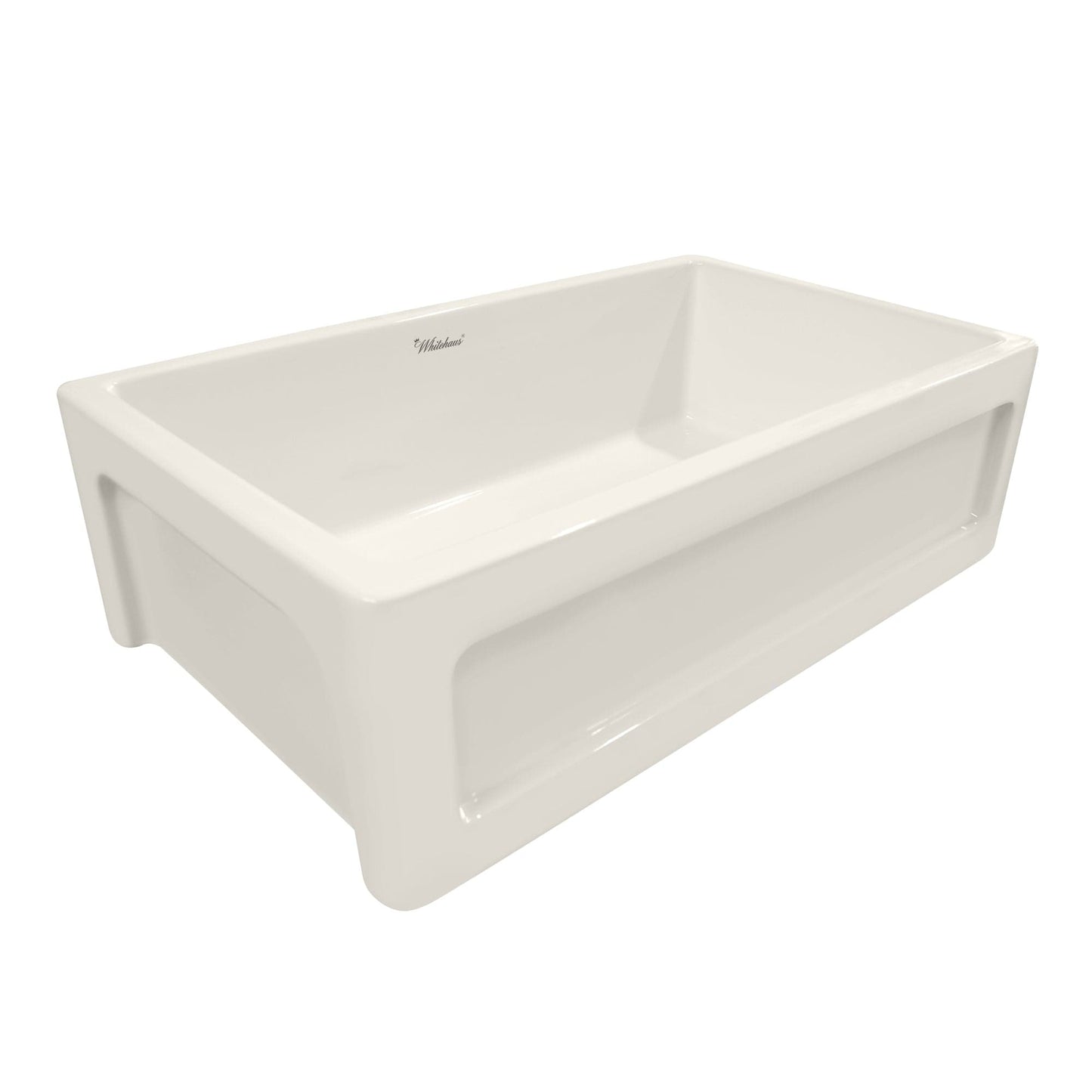 WHITEHAUS 33" Shakerhaus Reversible Kitchen Fireclay Sink WHQ5550 showcasing its elegant design and durable fireclay material.