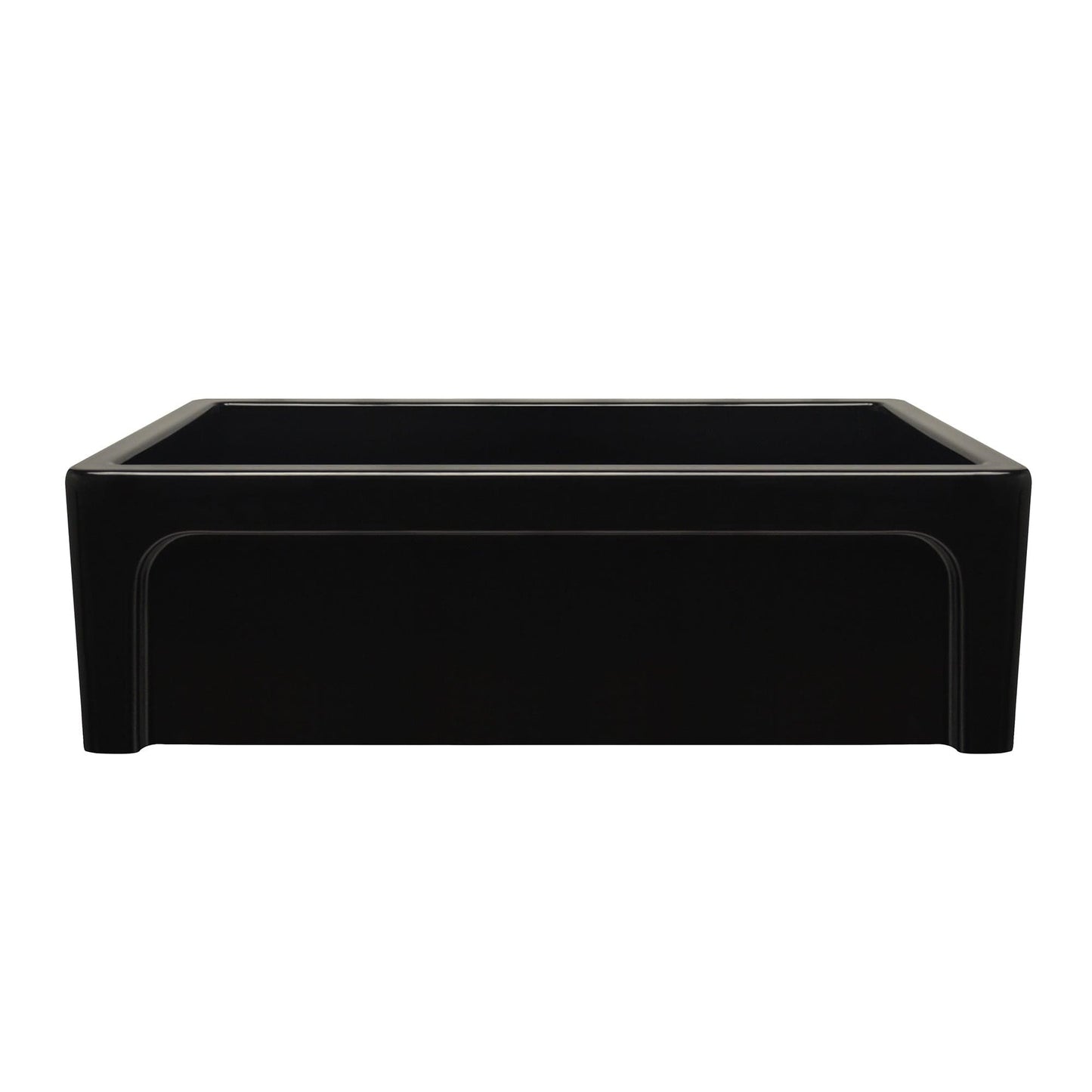 WHITEHAUS 33" Shakerhaus Reversible Kitchen Fireclay Sink WHQ5550 in black finish, showcasing minimalist design and elegance.