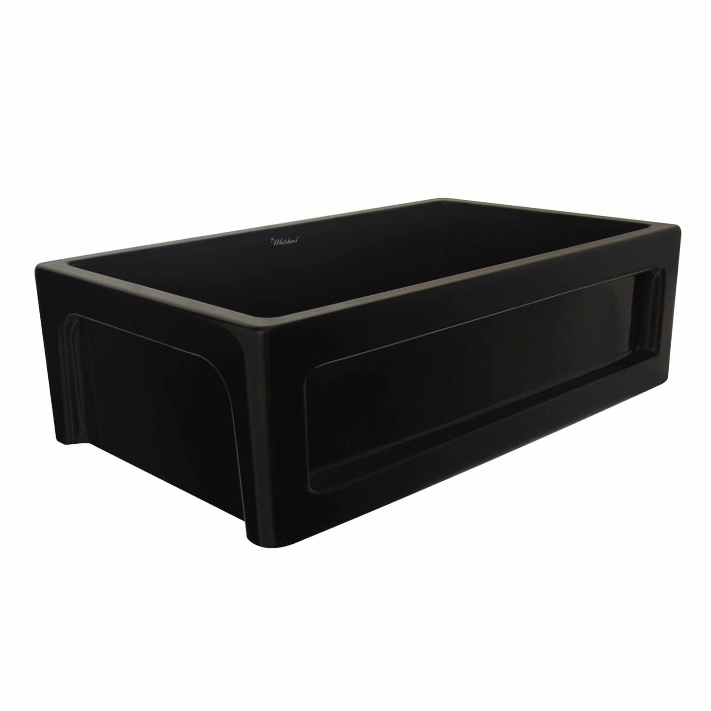 WHITEHAUS 33" Shakerhaus Reversible Kitchen Fireclay Sink WHQ5550 profile view showcasing its modern design.