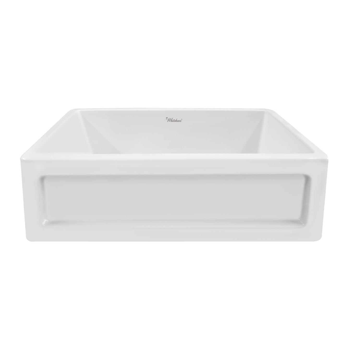 WHITEHAUS 33" Shakerhaus Reversible Kitchen Fireclay Sink WHQ5550 front view, showcasing its elegant design.