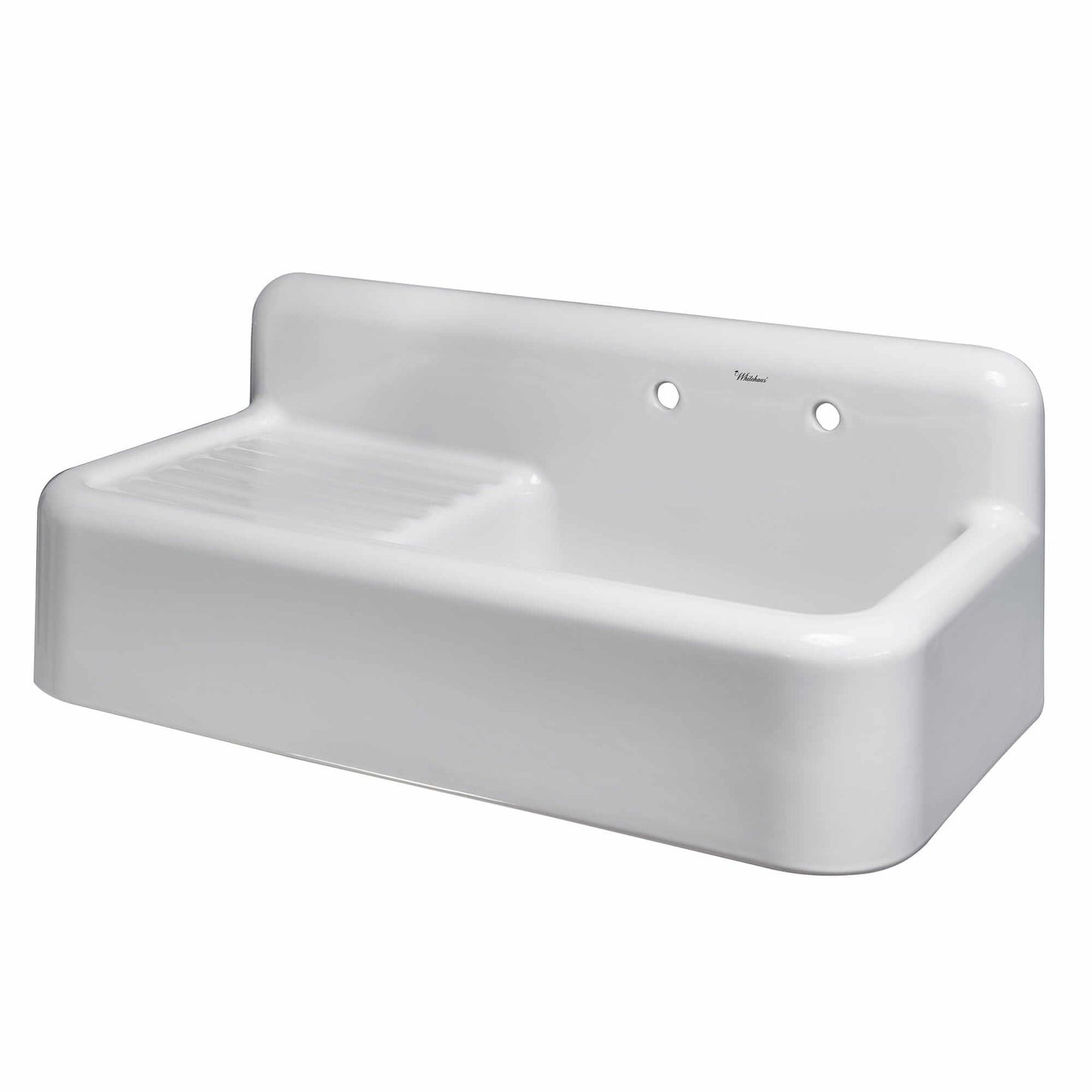 WHITEHAUS 42" Heritage Front Apron Single Bowl Fireclay Sink WHQD4220 in a classic white finish.