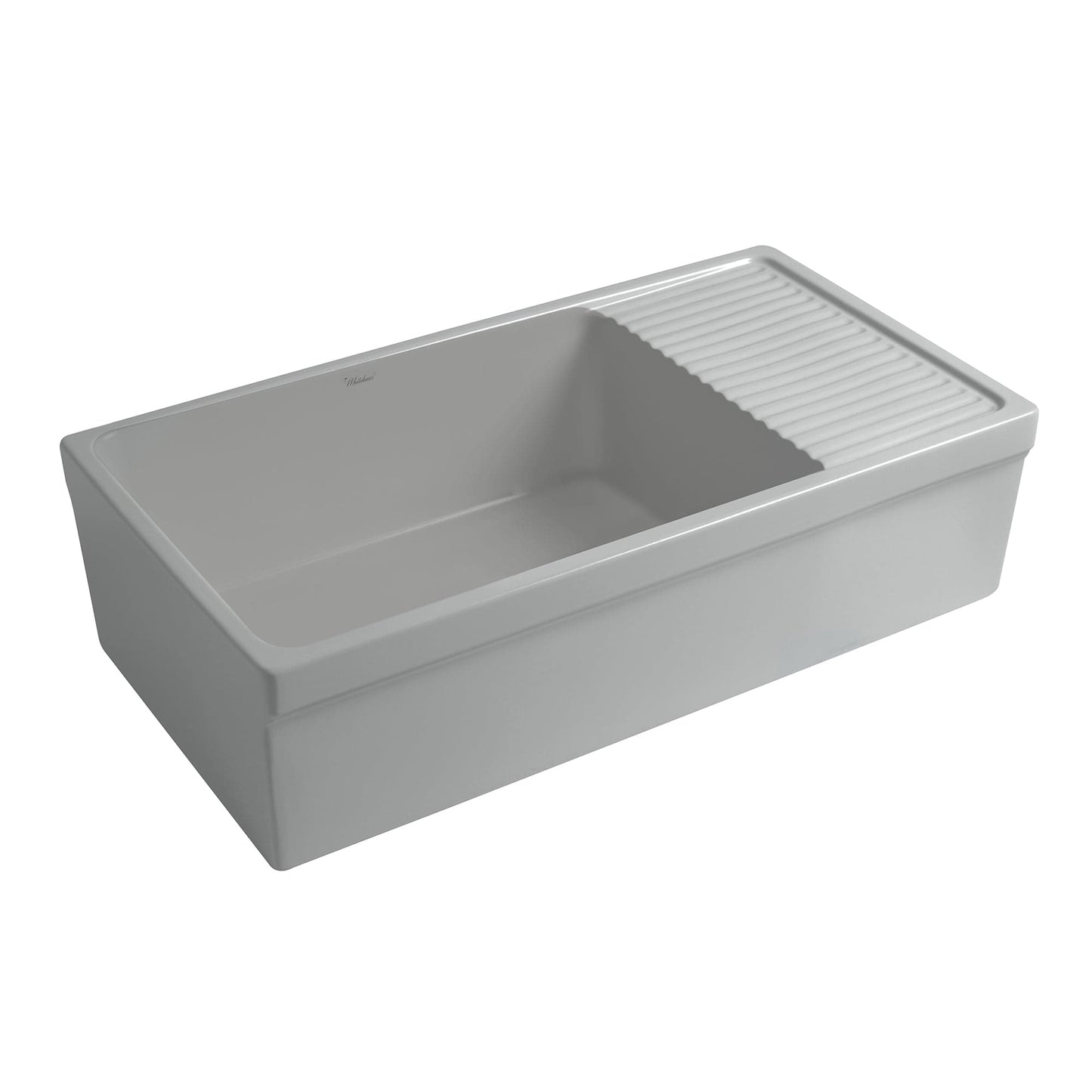 Elegant view of WHITEHAUS 36" Farmhaus Quatro Alcove Large Reversible Matte Fireclay Kitchen Sink WHQD540.