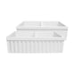 Whitehaus 33" Farmhaus Quatro Alcove Reversible Matte Double Bowl Fireclay Kitchen Sink WHQDB332 at an angled view.