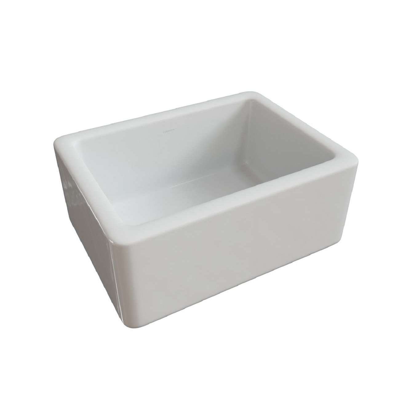 Latoscana 24" Reversible Fireclay Single Bowl Farmhouse Sink front view.