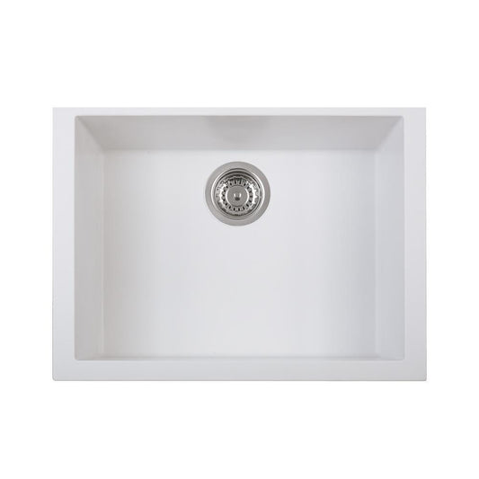 Top view of LaToscana One Series 23" Undermount Single Bowl Kitchen Sink in Milk White finish.