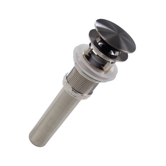 Nantucket Brushed Nickel Finish Umbrella Drain With Overflow - NS-UDBN-OF for vessel sink installation.