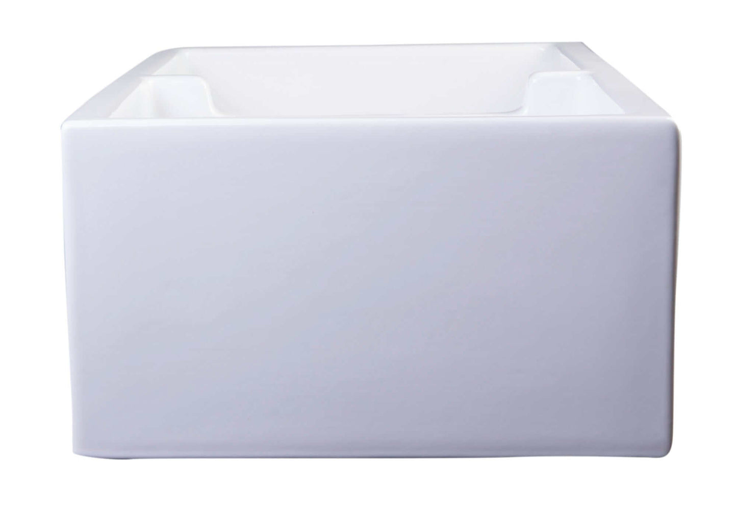 ALFI 39" White Smooth Apron Thick Wall Fireclay Double Bowl Farm Sink AB3918DB-W side view