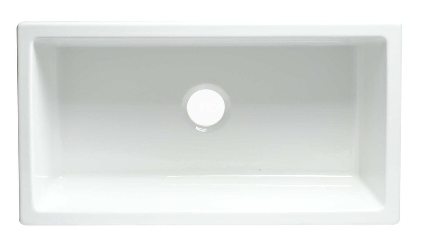 ALFI 33" Reversible Fluted / Smooth Single Bowl Fireclay Farm Sink AB3318HS-W in pristine white finish.