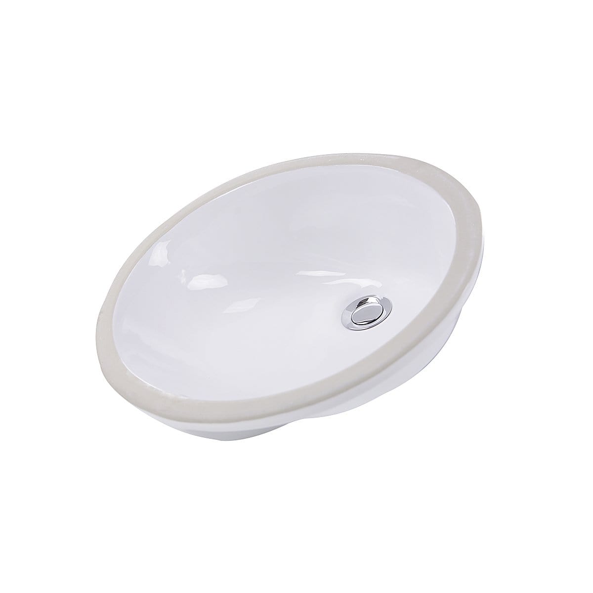 Nantucket 17" x 14" Glazed Bottom Undermount Oval Ceramic Bathroom Sink - GB-17x14-W in white with a polished finish.