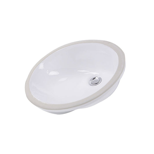 Nantucket 17" x 14" Glazed Bottom Undermount Oval Ceramic Bathroom Sink - GB-17x14-W in white with a polished finish.