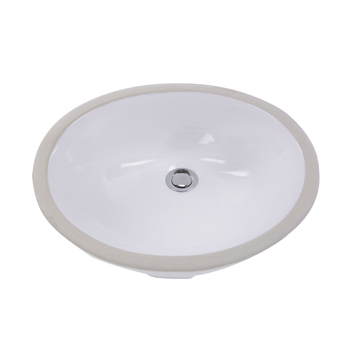 Nantucket 17" x 14" Glazed Bottom Undermount Oval Ceramic Bathroom Sink - GB-17x14-W top view in classic white with glazed finish.