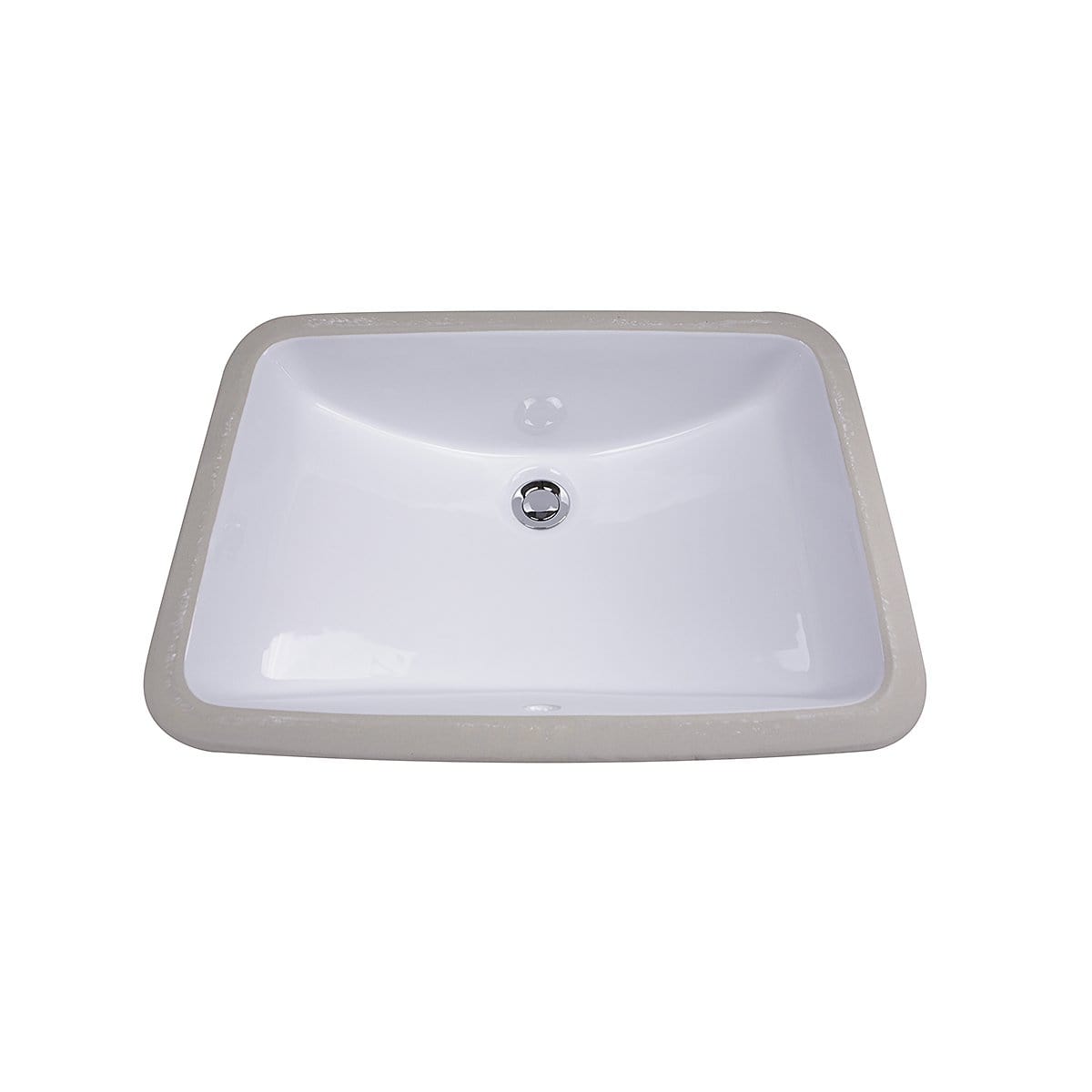Nantucket 18" x 12" Glazed Bottom Undermount Rectangle Ceramic Bathroom Sink - GB-18x12-W top view