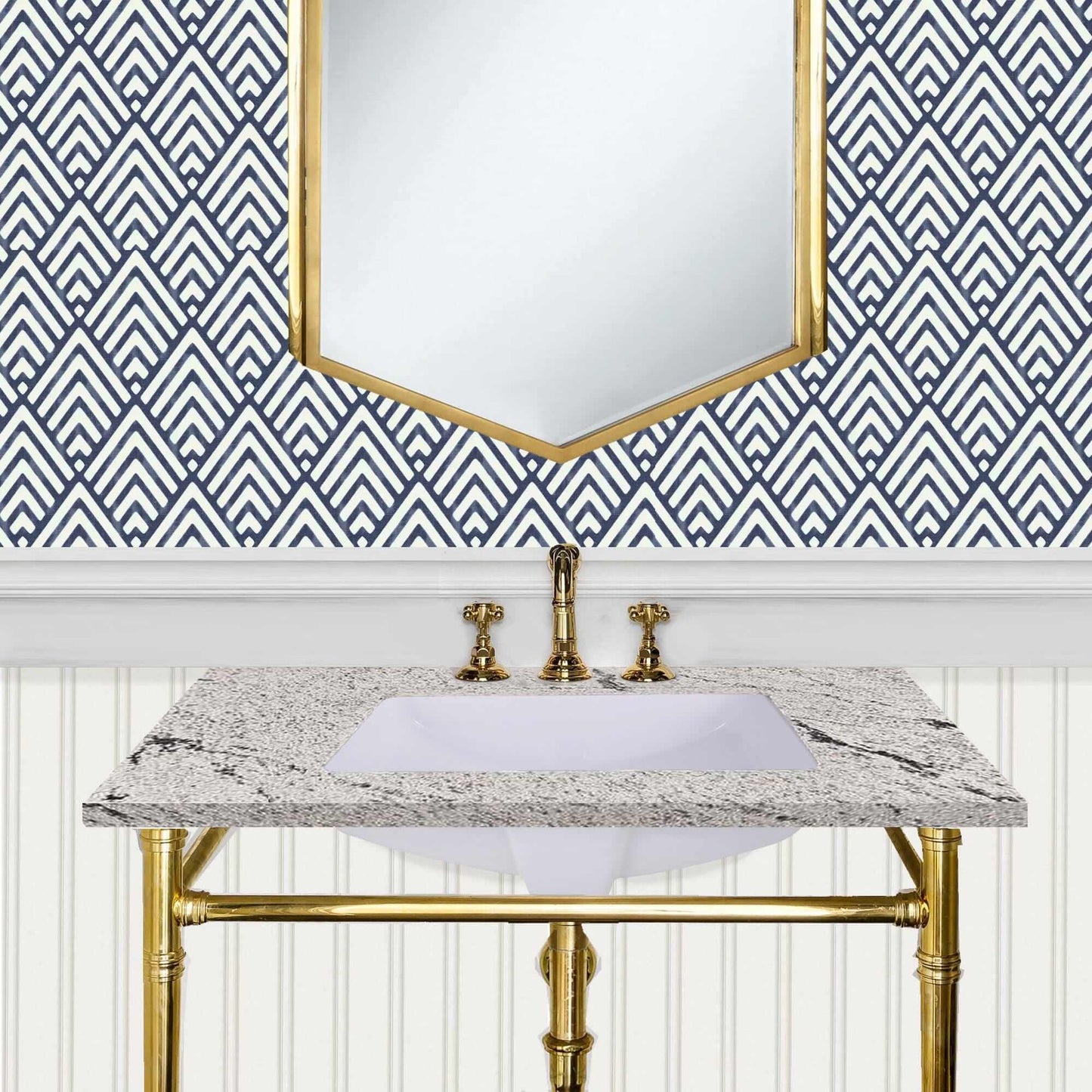 Nantucket 18" x 12" Glazed Bottom Undermount Rectangle Ceramic Bathroom Sink - GB-18x12-W on stylish granite vanity.