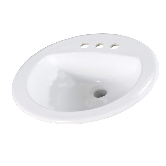 Nantucket 20.25" Drop-In Ceramic Vanity Sink - DI2017-4 featuring a sleek white finish and three faucet holes.