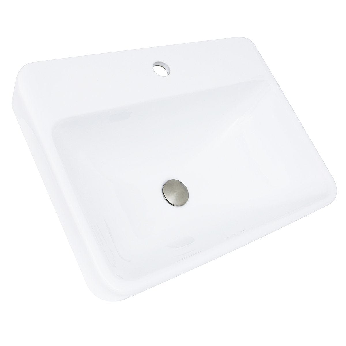 Nantucket 23" 1-hole Rectangular Drop-In Ceramic Vanity Sink - DI-2317-R1 in sleek white finish.