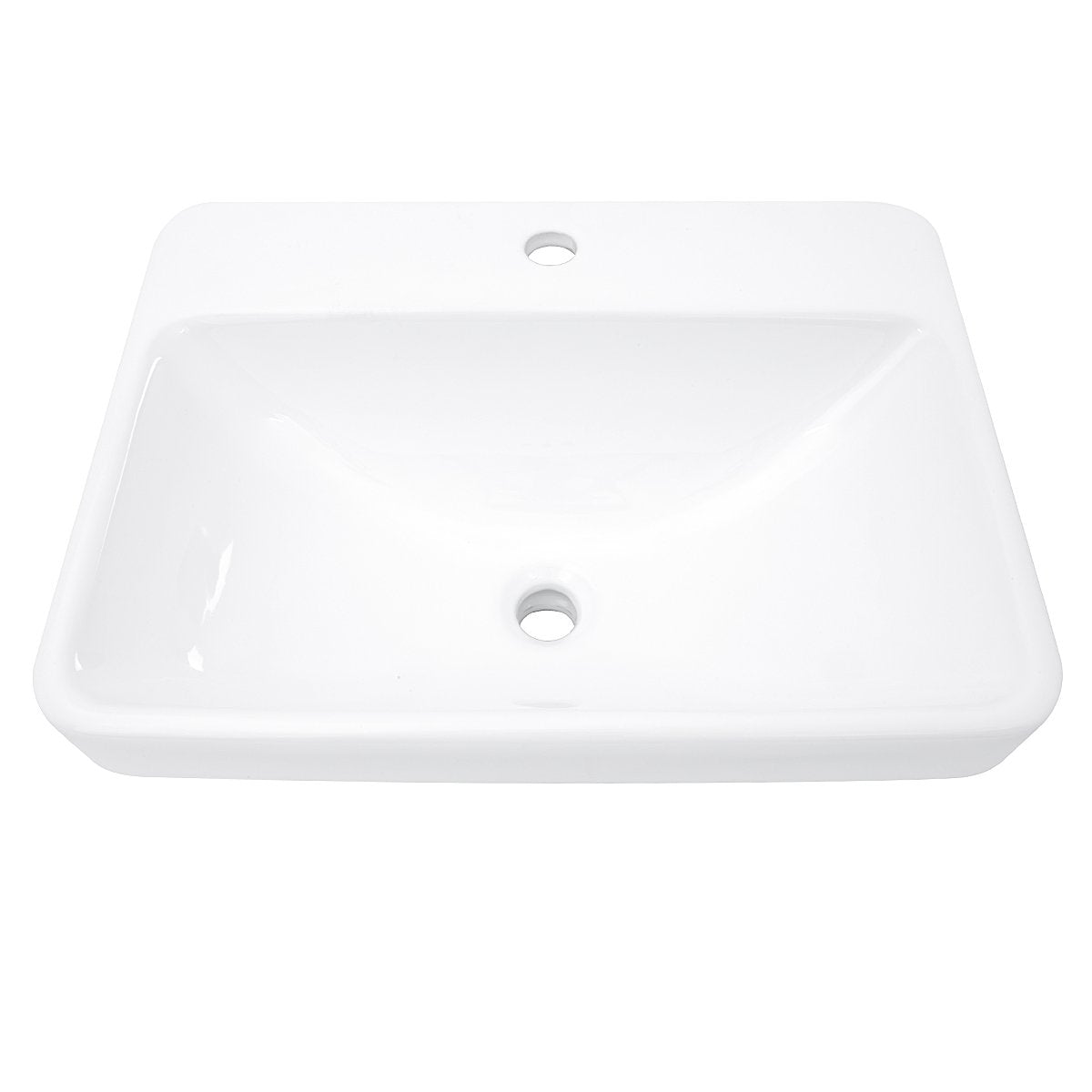 Nantucket 23" 1-hole Rectangular Drop-In Ceramic Vanity Sink - DI-2317-R1, streamlined design with pre-cut faucet hole.