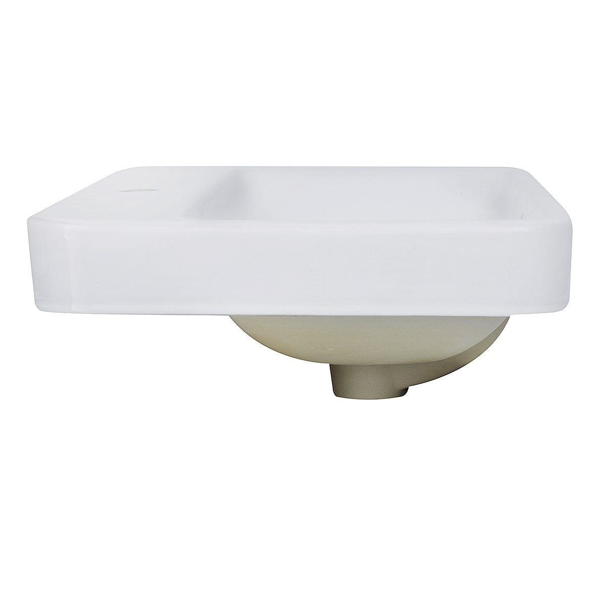 Nantucket 23" 1-hole Rectangular Drop-In Ceramic Vanity Sink - DI-2317-R1 side view showing streamlined design