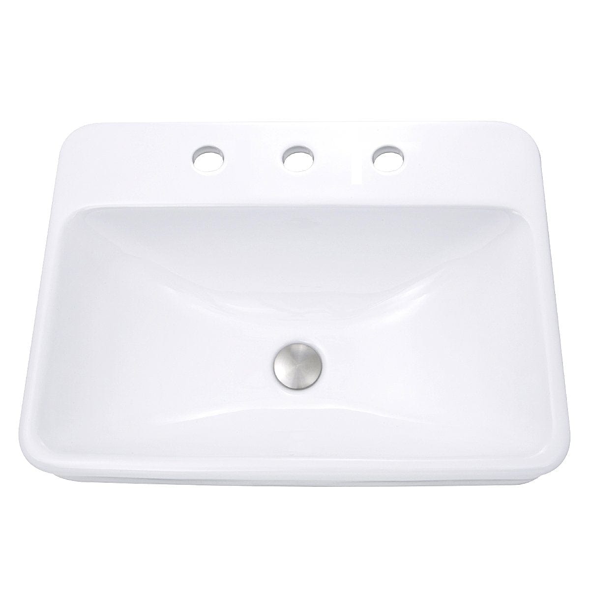 Nantucket 23" 3-hole Rectangular Drop-In Ceramic Vanity Sink - DI-2317-R8