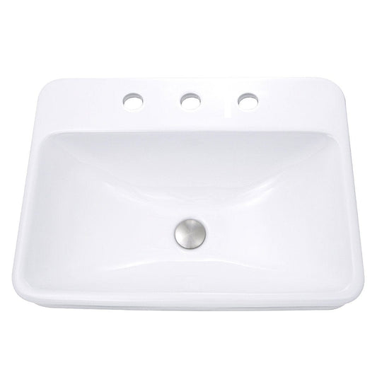 Nantucket 23" 3-hole Rectangular Drop-In Ceramic Vanity Sink - DI-2317-R8