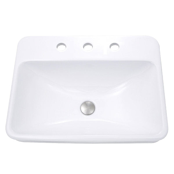 Nantucket 23 3-hole Rectangular Drop-In Ceramic Vanity Sink - DI-2317-R8