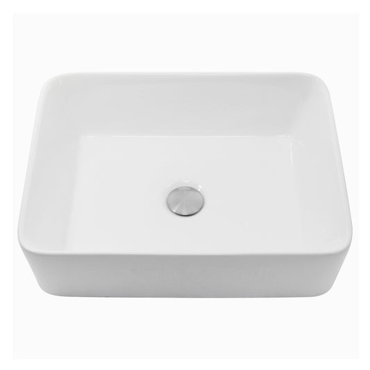 Nantucket Rectangle White Vessel Sink - NSV105 with elongated rectangular design and premium ceramic finish.