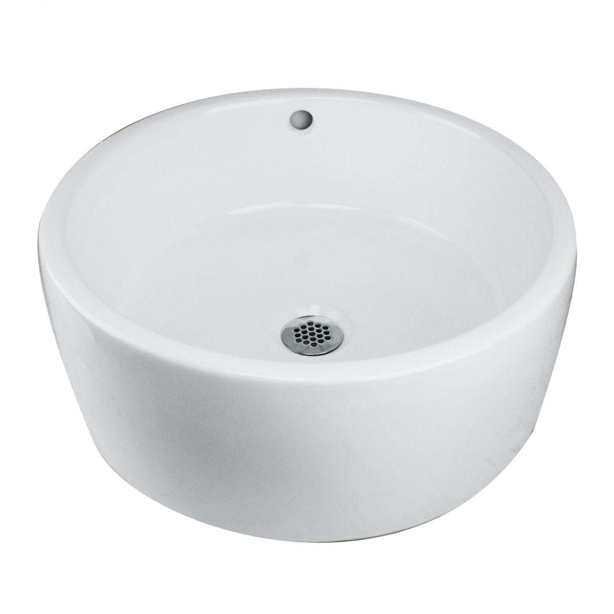 Nantucket Round  White Vessel Sink With Overflow - NSV213 showcasing a smooth ceramic finish and round design.