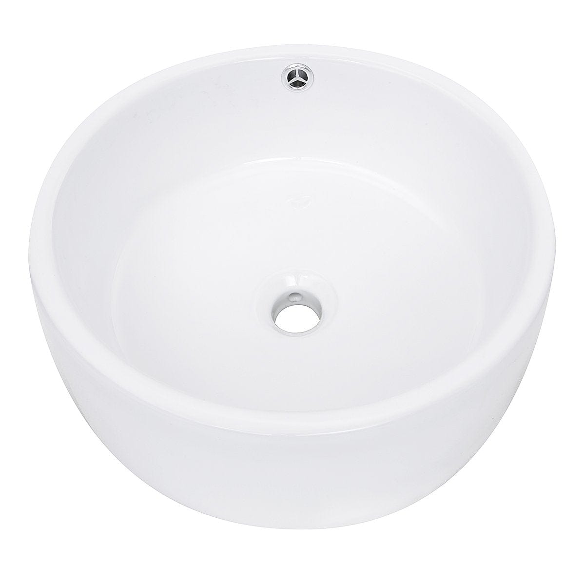 Nantucket Round  White Vessel Sink With Overflow - NSV213 showcasing a smooth white ceramic finish and round design.