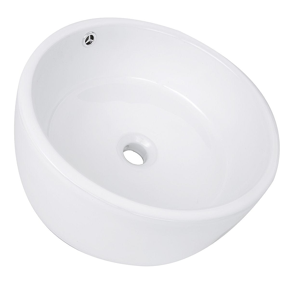 Nantucket Round  White Vessel Sink With Overflow - NSV213 showcasing smooth white ceramic design and overflow feature.