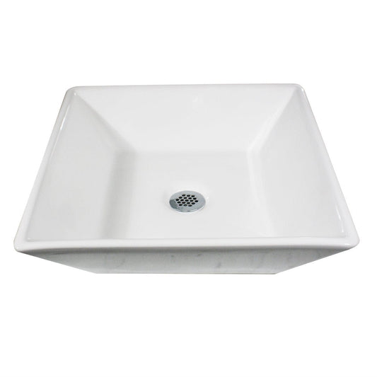 Nantucket Square Tapered White Vessel Sink - NSV109 showcasing refined ceramic craftsmanship and geometric design.