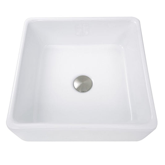 Nantucket Square White Vessel Sink - NSV107A showcasing clean square lines and a modern ceramic finish.