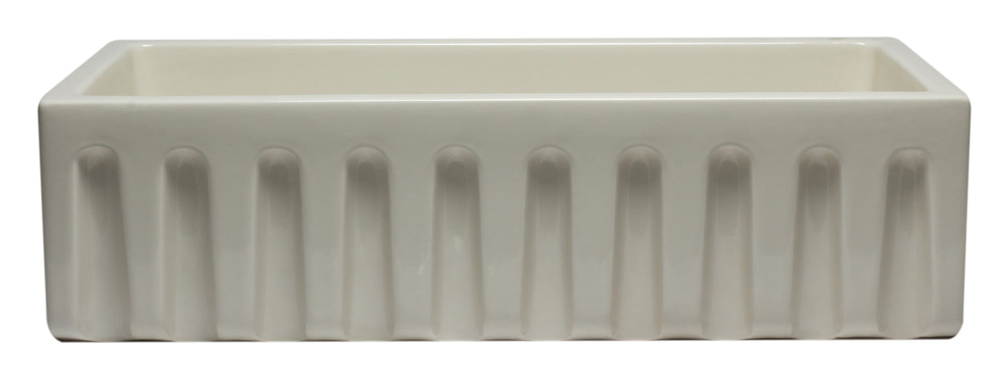 ALFI 36" Biscuit Reversible Smooth / Fluted Single Bowl Fireclay Farm Sink AB3618HS-B