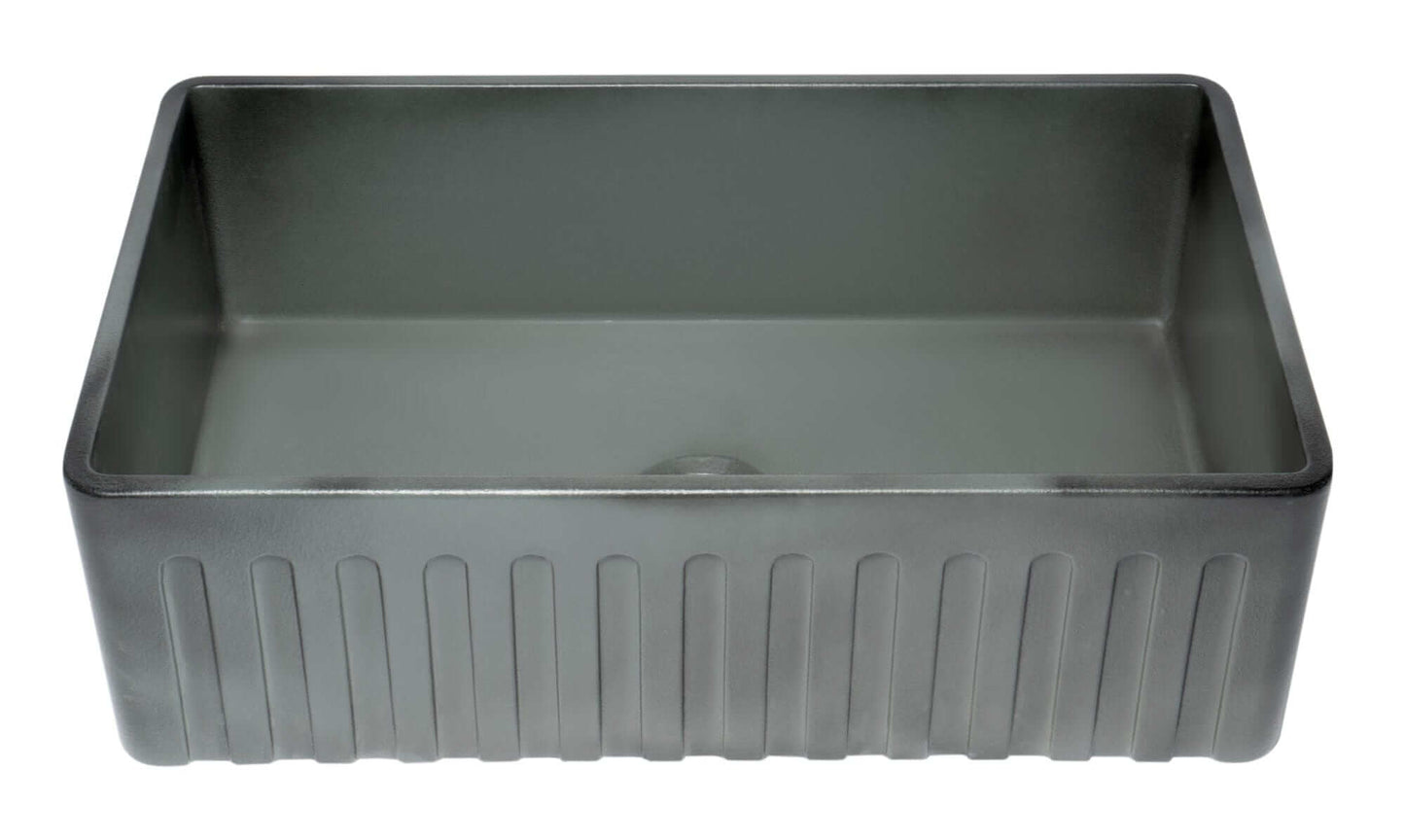 ALFI 33" Concrete Reversible Single Fireclay Farm Kitchen Sink ABCO3320SB in elegant gray finish
