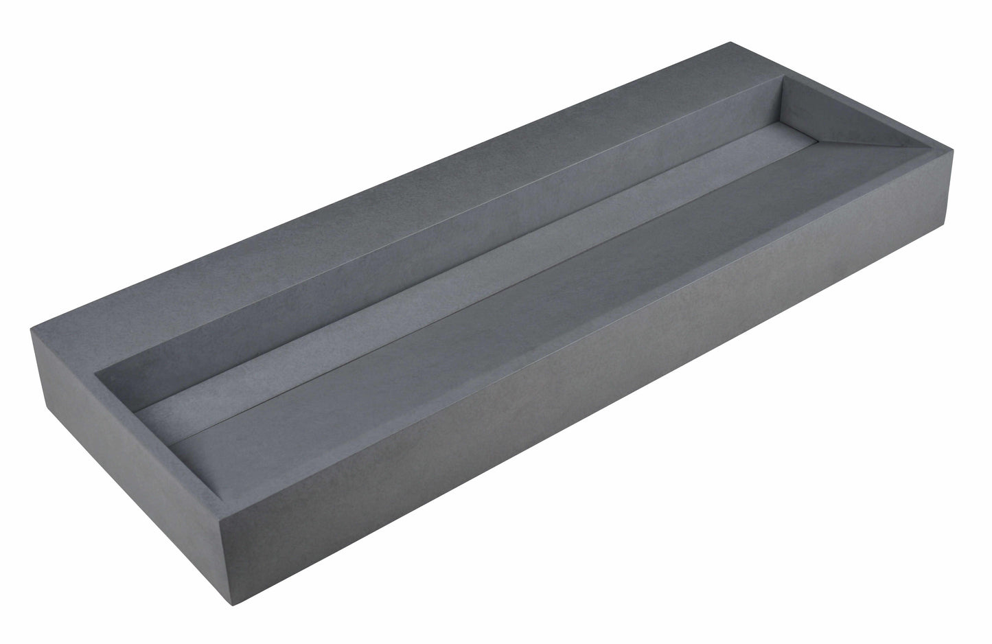 ALFI 48" Concrete Gray Matte Trough Bathroom Sink showcasing modern minimalist design.