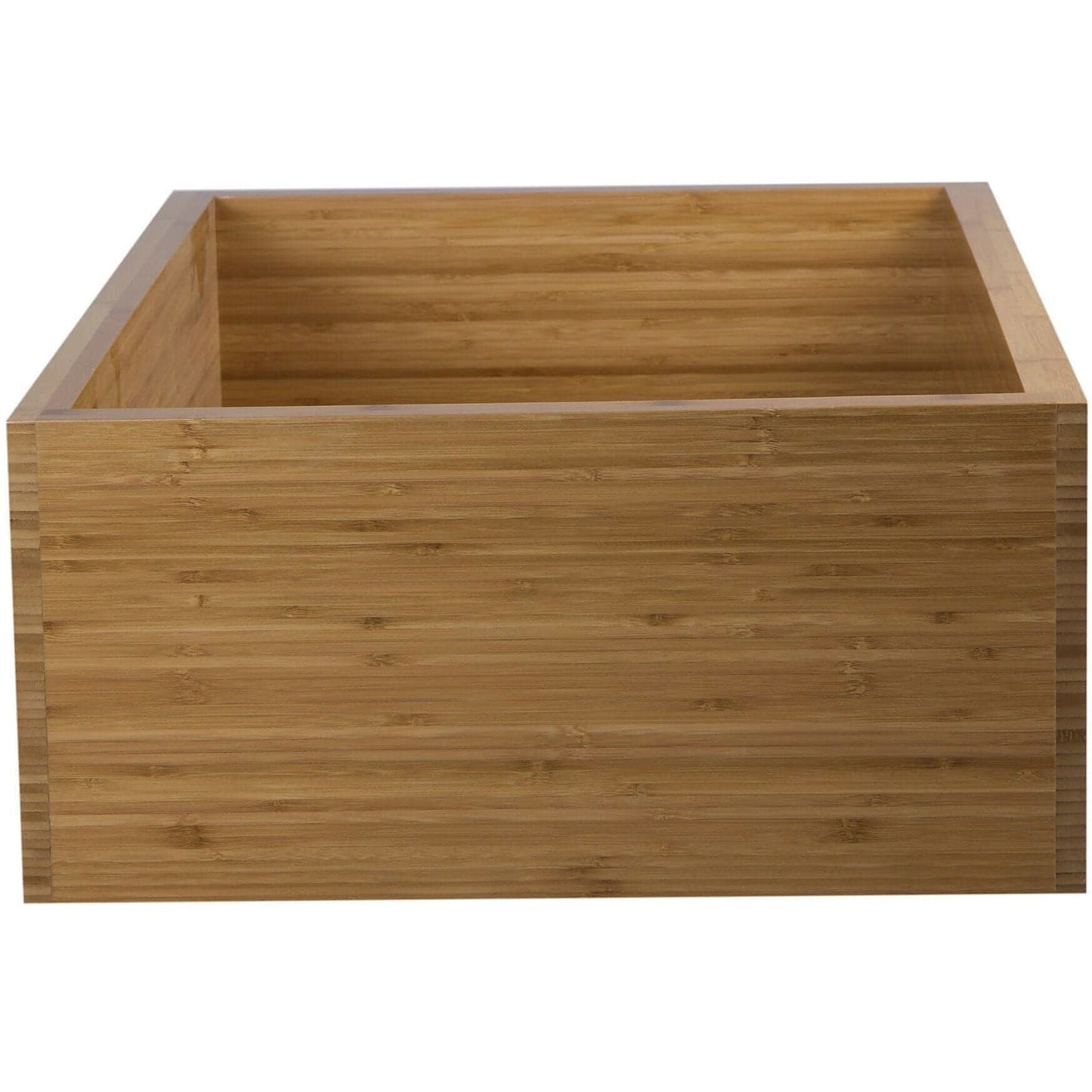 ALFI BRAND 33" Double Bowl Bamboo Farmhouse Sink - AB3321 side view showcasing solid bamboo material.