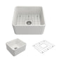 BOCCHI CLASSICO 20" Fireclay Farmhouse Single Bowl Kitchen Sink with Protective Bottom Grid and Strainer, White - 1136-001-0120 - Manor House Sinks