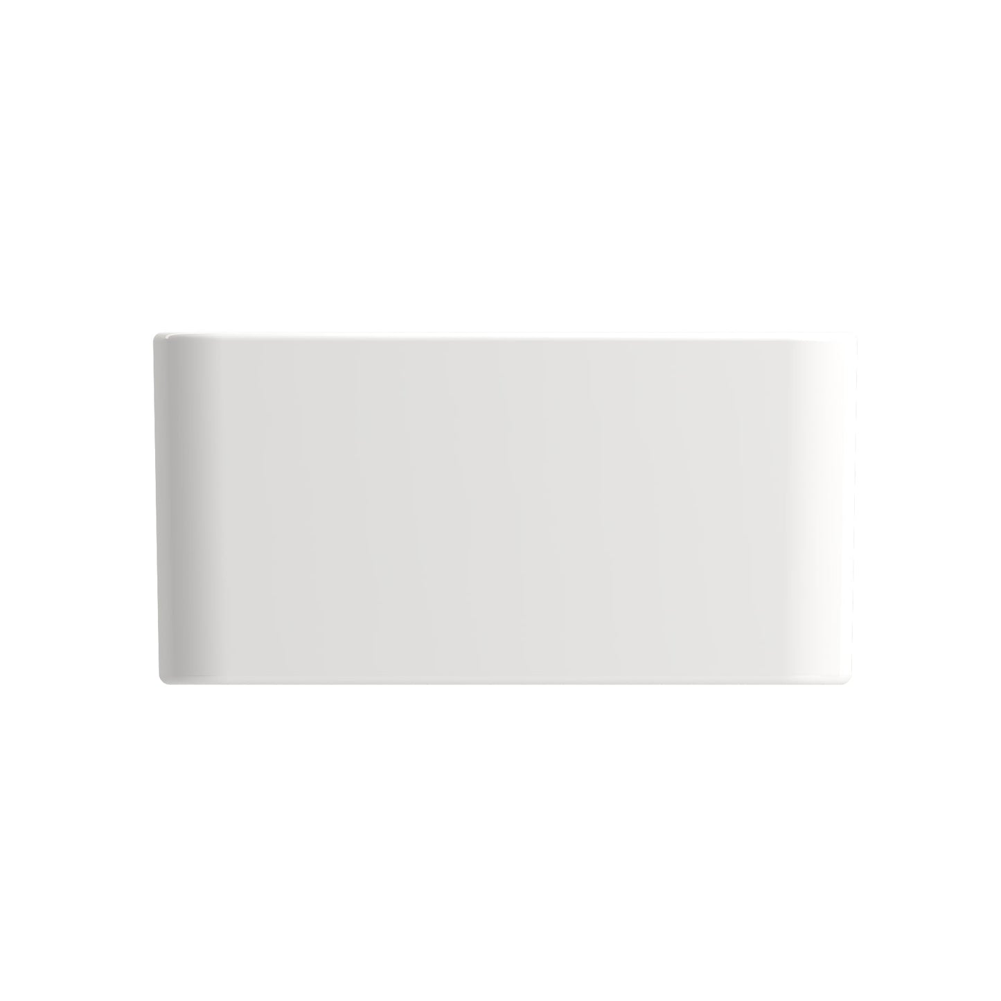 BOCCHI CLASSICO 20" Fireclay Farmhouse Single Bowl Kitchen Sink with Protective Bottom Grid and Strainer in white finish, top view.