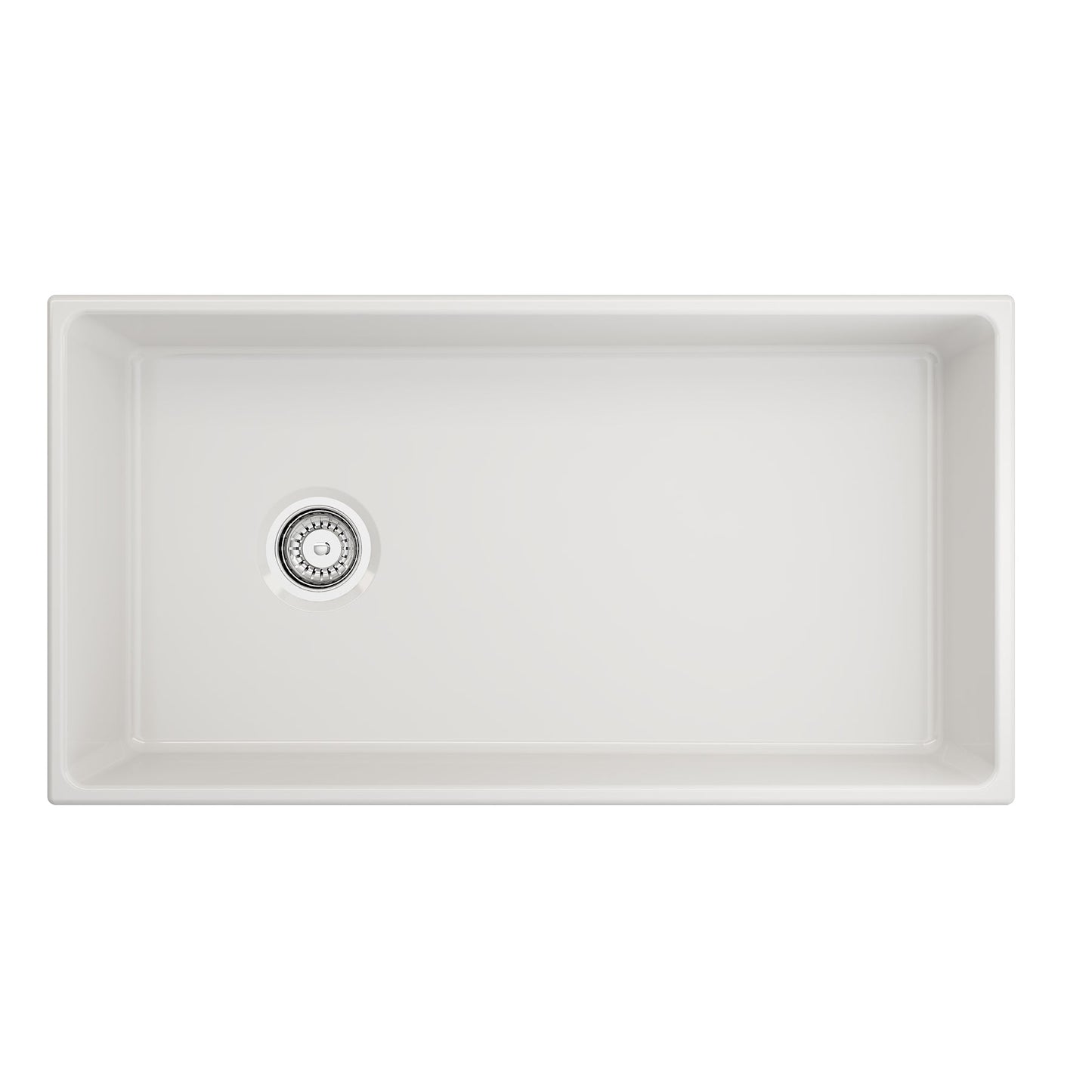 BOCCHI Contempo 36" farmhouse sink in White, overhead view 5