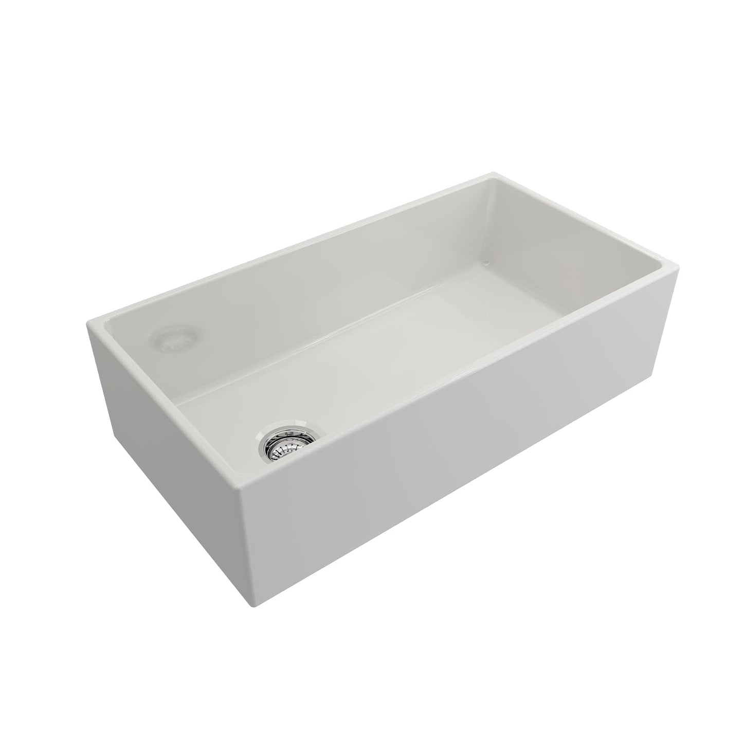 BOCCHI Contempo 36" farmhouse sink in White, overhead view 1