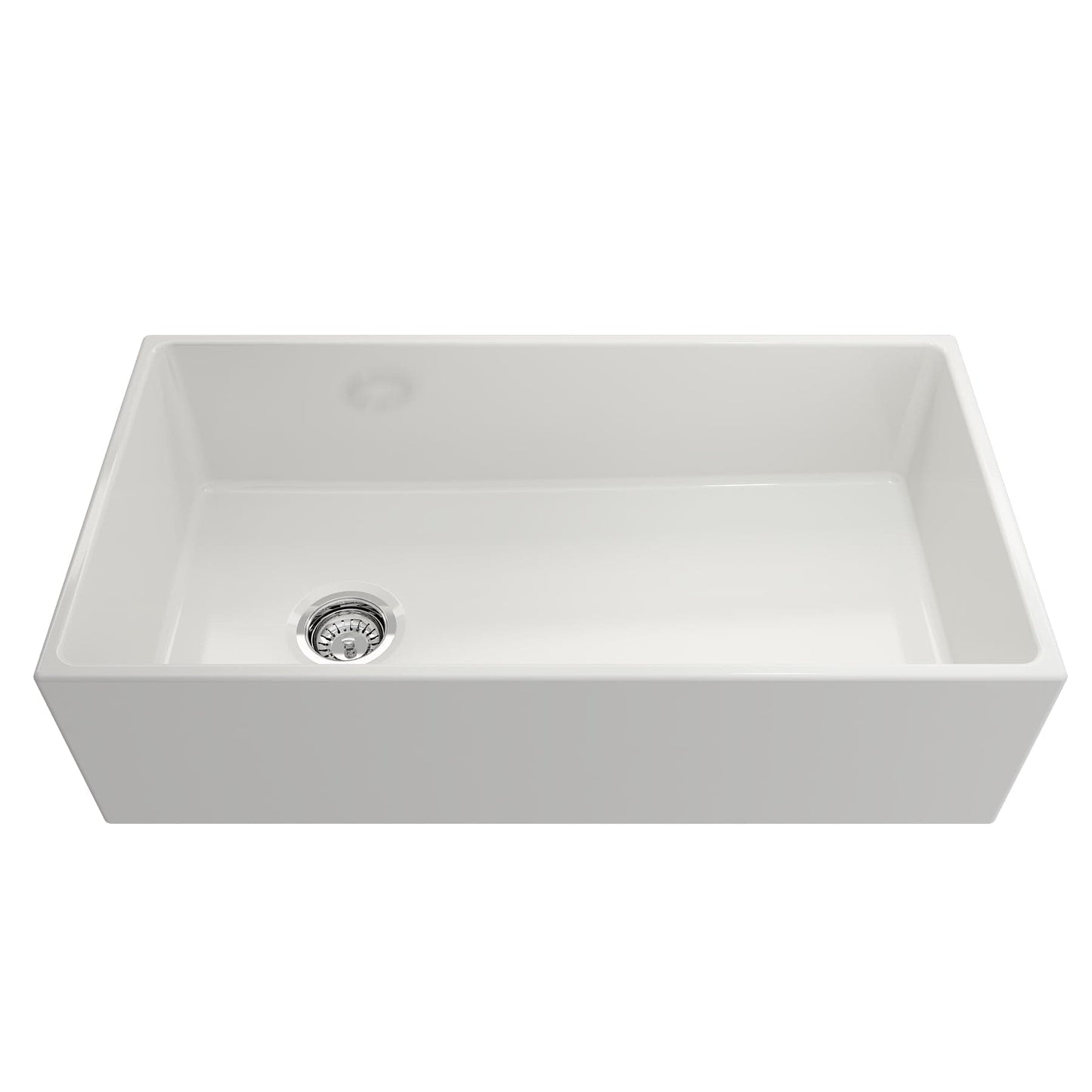 BOCCHI Contempo 36" farmhouse sink in White, overhead view 4
