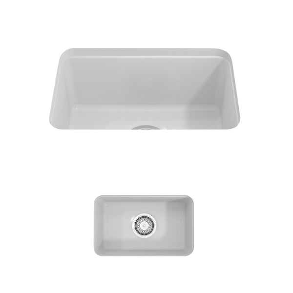 BOCCHI SOTTO 12 Fireclay Modern Undermount Single Bowl Bar Sink with Strainer