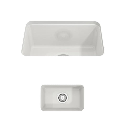 BOCCHI SOTTO 12" Fireclay Modern Undermount Single Bowl Bar Sink with Strainer, WHITE - 1358-001-0120 - Manor House Sinks